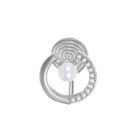 Cubic Zirconia & Pearl Silver-Plated Round Ear Cuff