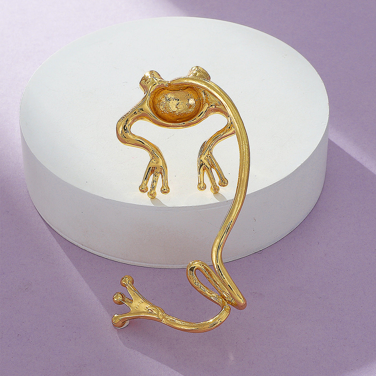 18K Gold-Plated Frog Ear Cuff, gold stud earrings for women, botanical inspired, styled look