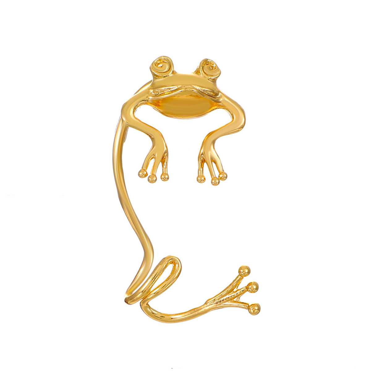 18K Gold-Plated Frog Ear Cuff, gold stud earrings for women, botanical inspired, side view