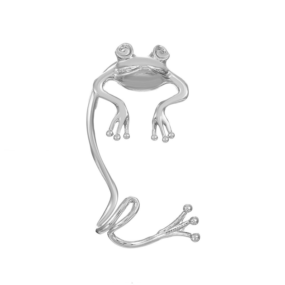 Silver-Plated Frog Ear Cuff, silver stud earrings for women, elegant gift for her, side view