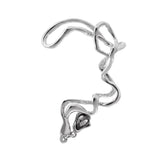 Smokey Crystal & Silver-Plated Drop Ear Cuff