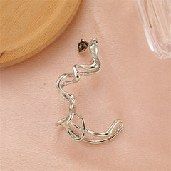 Smokey Crystal & Silver-Plated Drop Ear Cuff