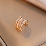 Cubic Zirconia & Pearl 18k Gold-Plated Layered Ear Cuff