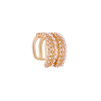 Cubic Zirconia & Pearl 18k Gold-Plated Layered Ear Cuff