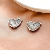 Black Enamel & Silver-Plated Star & Heart Stud Earrings