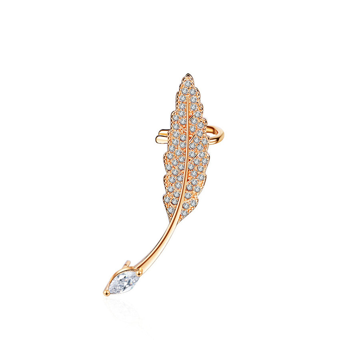 Clear Crystal & Cubic Zirconia Leaf Ear Climber