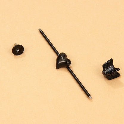Black Heart and Arrow Ear Cuff, stud earrings for women, everyday style, lifestyle look