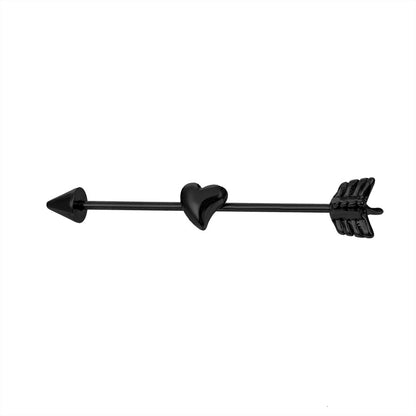 Black Heart and Arrow Ear Cuff, stud earrings for women, everyday style, side view