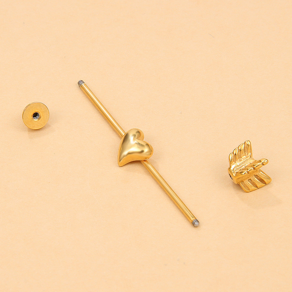 18K Gold-Plated Heart & Arrow Ear Cuff