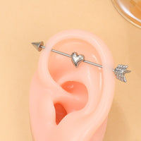 Silver-Plated Heart Arrow Ear Cuffs