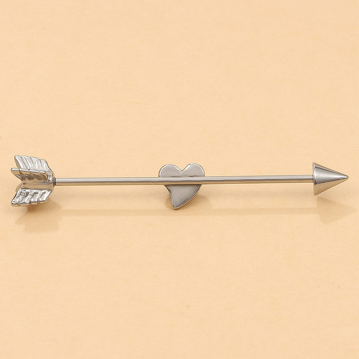 Silver-Plated Heart Arrow Ear Cuffs