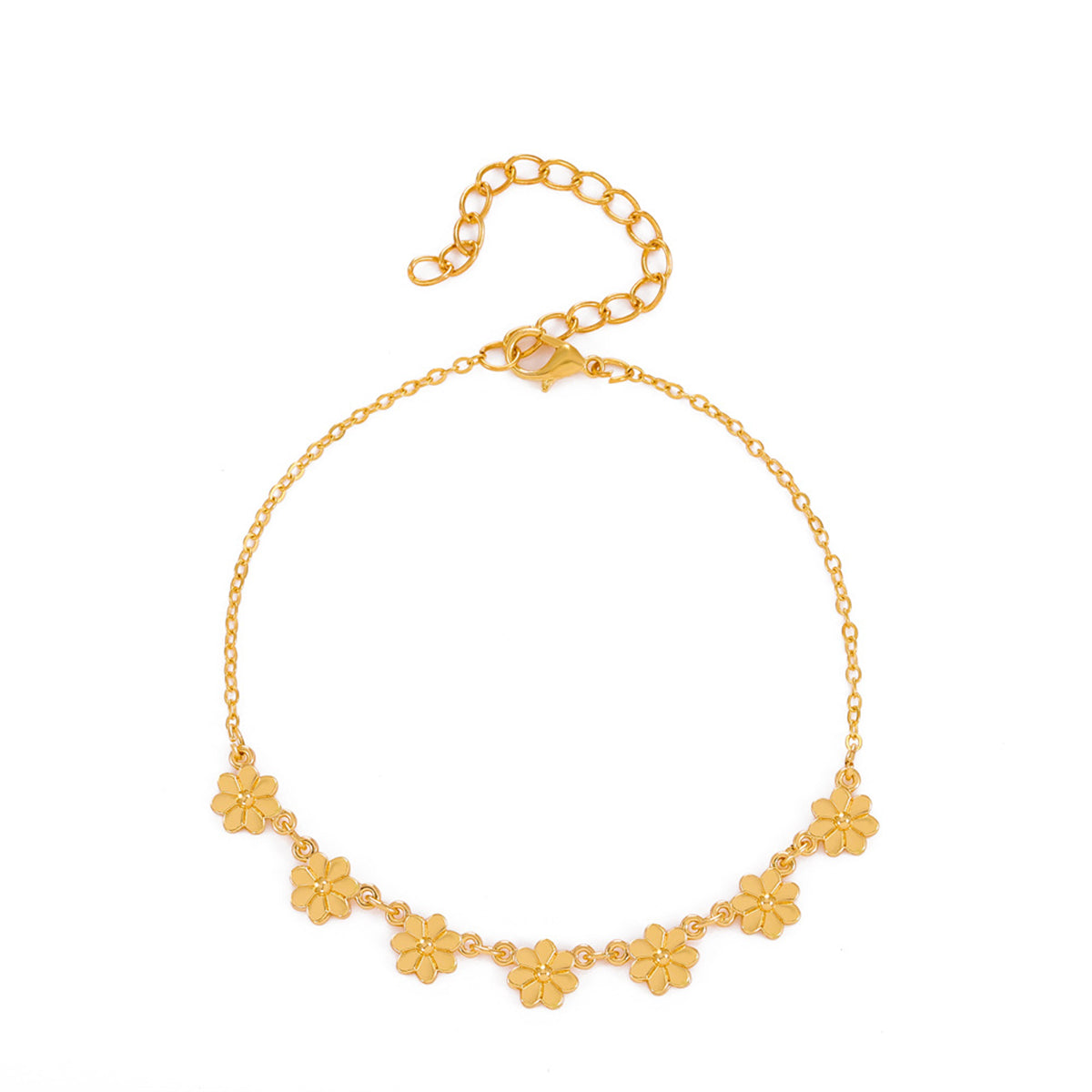 18K Gold-Plated Mum Station Anklet, gold anklet bracelet, dainty minimalist design, front view
