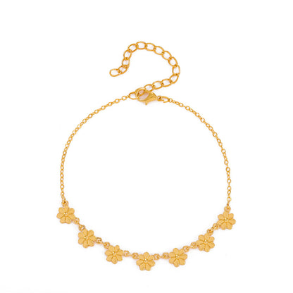 18K Gold-Plated Mum Station Anklet, gold anklet bracelet, dainty minimalist design, front view