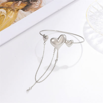 Clear Cubic Zirconia and Silver-Plated Hearts Arm Cuff, botanical inspired, styled look