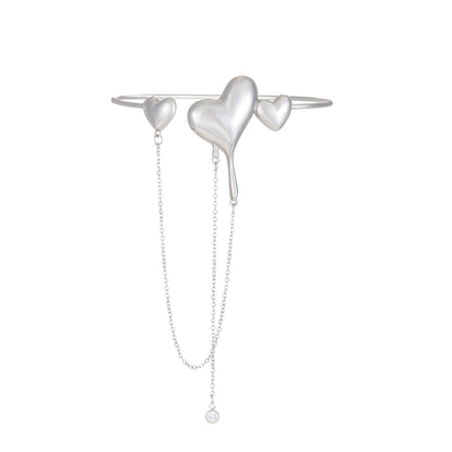 Clear Cubic Zirconia and Silver-Plated Hearts Arm Cuff, botanical inspired, side view