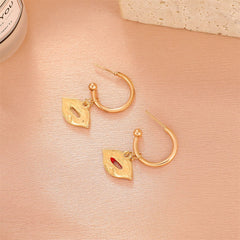 Red Enamel & 18K Gold-Plated Lips Huggie Earrings