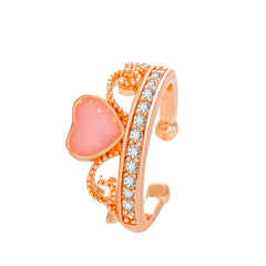 Pink Enamel & Cubic Zirconia Heart Ear Cuffs