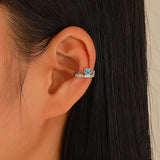 Blue & Cubic Zirconia Heart Ear Cuff