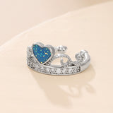Blue & Cubic Zirconia Heart Ear Cuff
