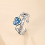 Blue & Cubic Zirconia Heart Ear Cuff