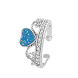 Blue & Cubic Zirconia Heart Ear Cuff
