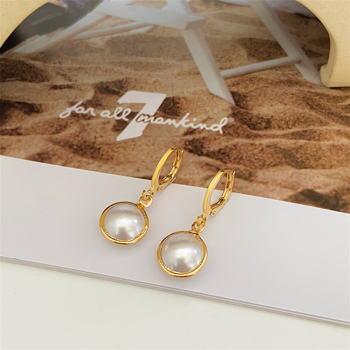 Pearl & 18K Gold-Plated Dangle Huggie Earrings