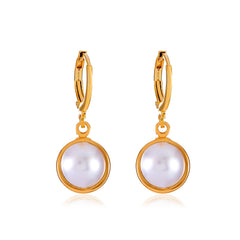 Pearl & 18K Gold-Plated Dangle Huggie Earrings