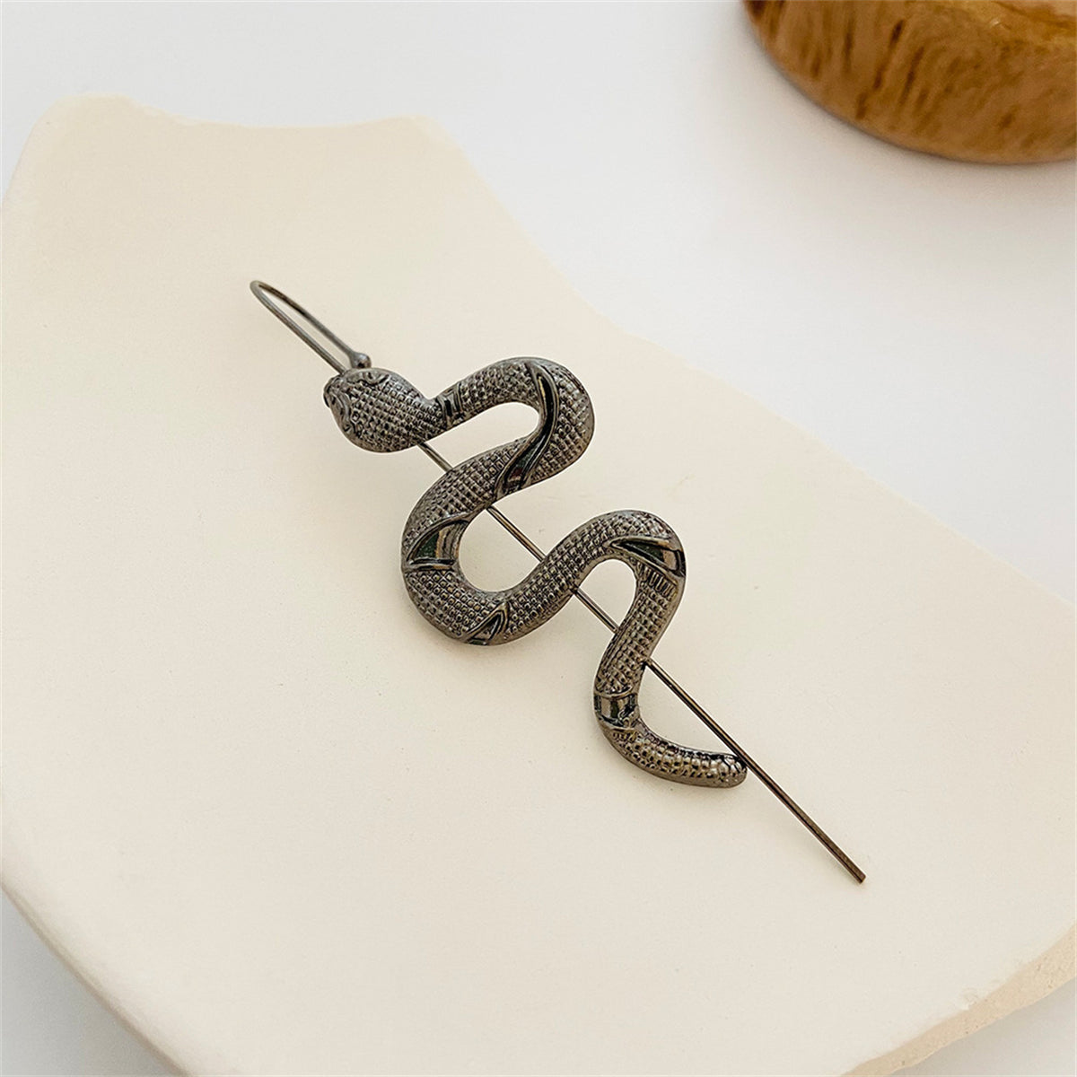 Black Snake Ear Cuff, stud earrings for women, elegant gift for her, front view