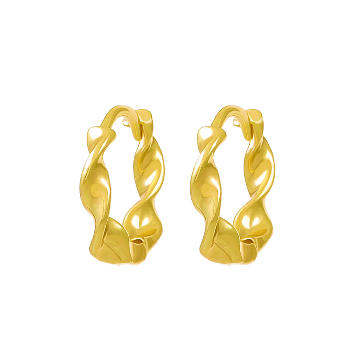 18K Gold-Plated Twine Huggie Earrings, gold huggie earrings, elegant gift for her, lifestyle look
