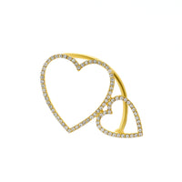 Cubic Zirconia & 18k Gold-Plated Double Hearts Ear Cuff