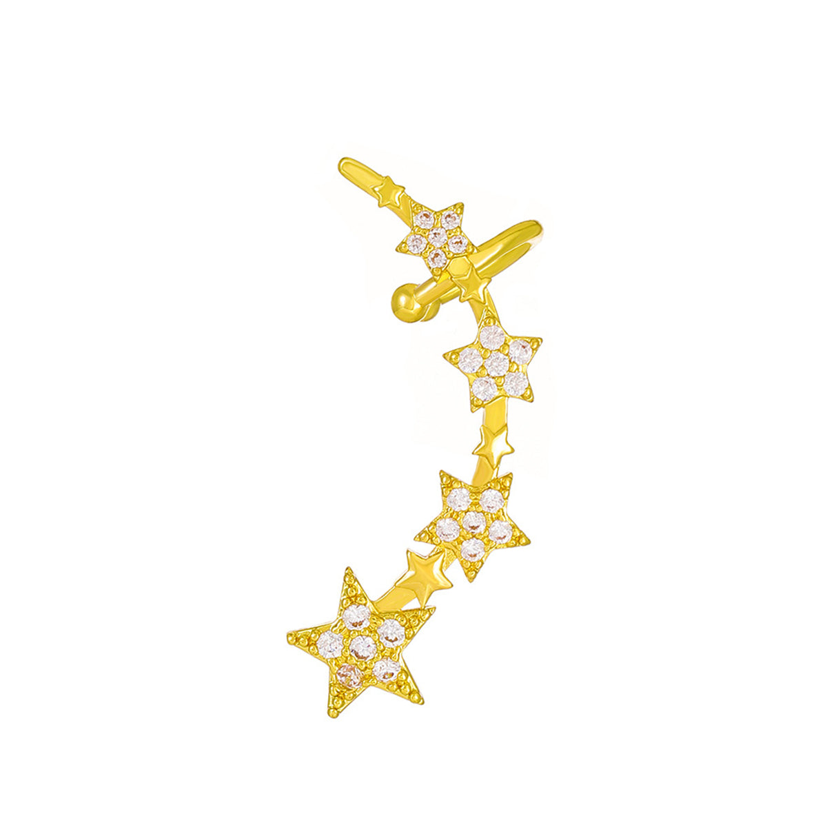 Cubic Zirconia & 18K Gold-Plated Star Ear Climber