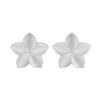 Silver-Plated Textured Flower Stud Earrings