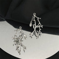 Clear Crystal & Silver-Plated Branch Drop Ear Cuff - Set of Two