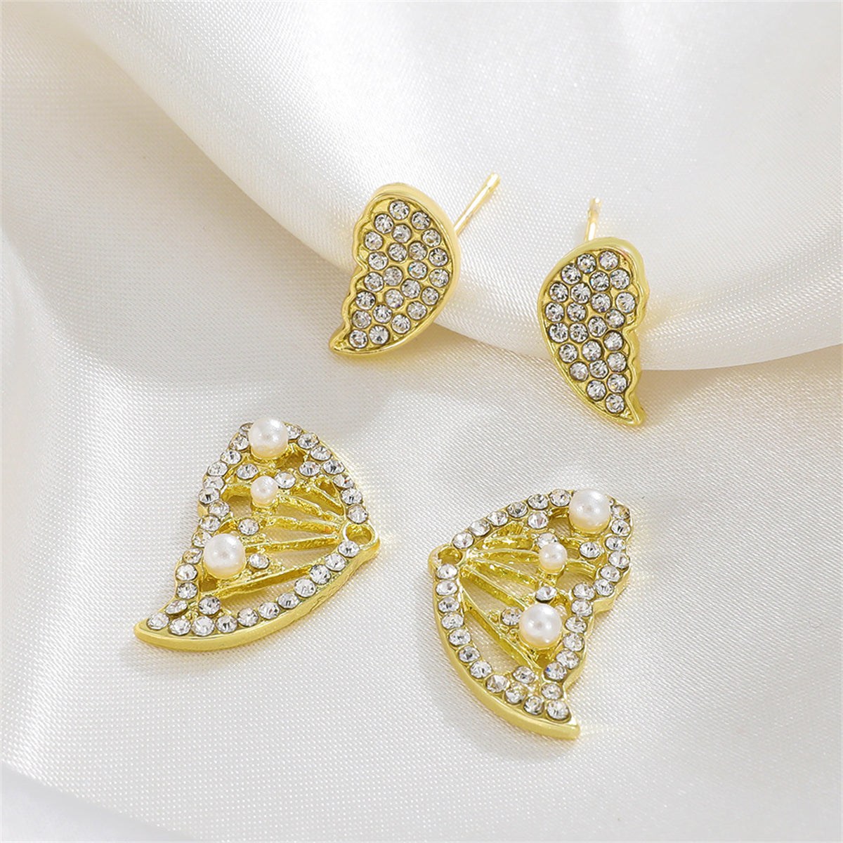 Cubic Zirconia & Pearl Butterfly Ear Jackets