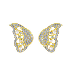 Cubic Zirconia & Pearl Butterfly Ear Jackets