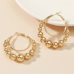 Elegant 18K gold-plated hoop earrings adorned with vibrant beads, perfect for adding a touch of glamour to any outfit.
