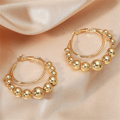 Chic 18K gold-plated beaded hoop earrings, a stylish accessory that enhances any look with a touch of sophistication.
