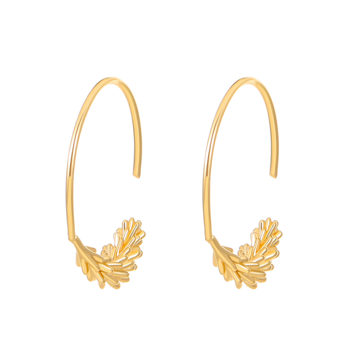 18K Gold-Plated Wheat Ear Hoop Earrings