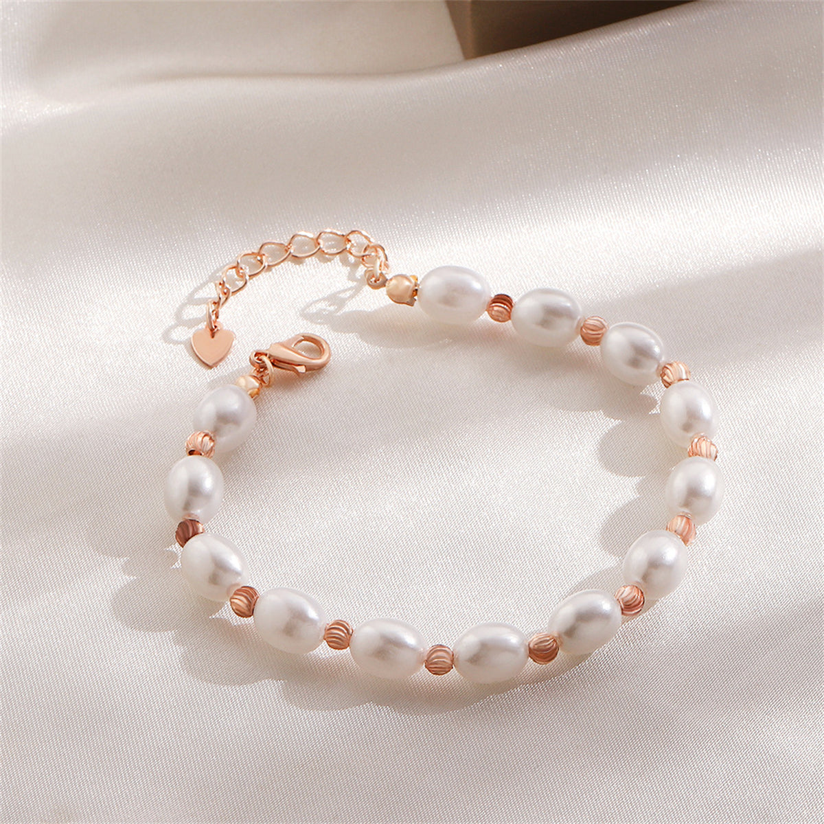 Pearl & 18K Rose Gold-Plated Beaded Bracelet