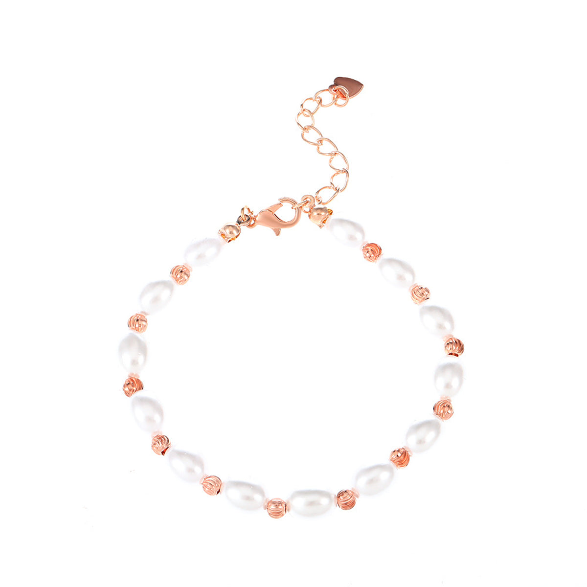 Pearl & 18K Rose Gold-Plated Beaded Bracelet