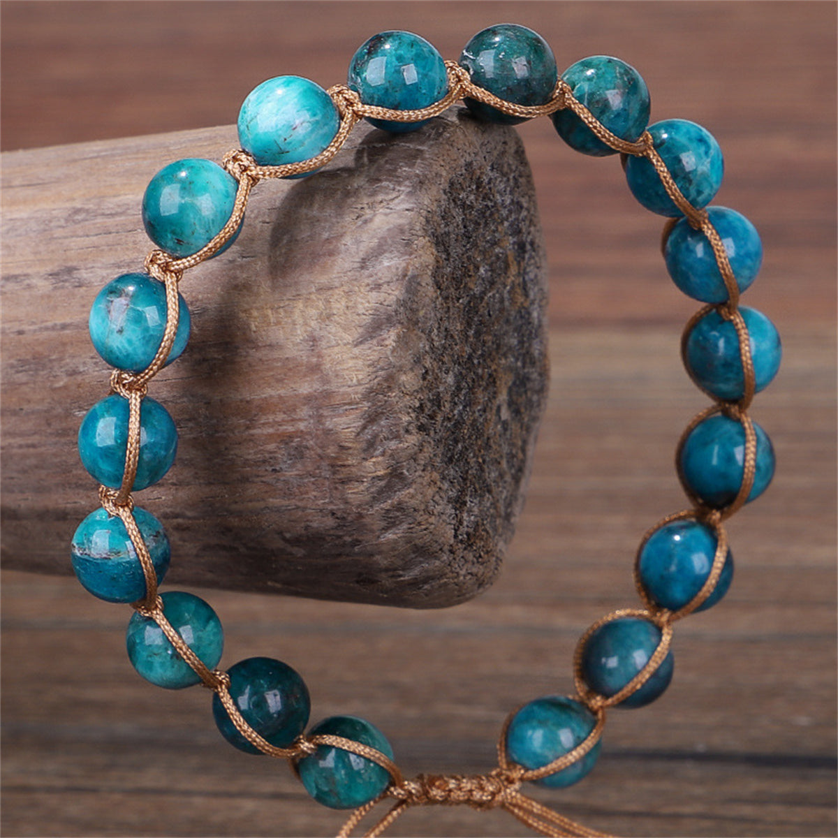 Green Quartz and Brown Beaded Adjustable Bracelet, bracelet for women, botanical inspired, styled look