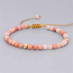 Pink Quartz & 18K Gold-Plated Beaded Adjustable Bracelet