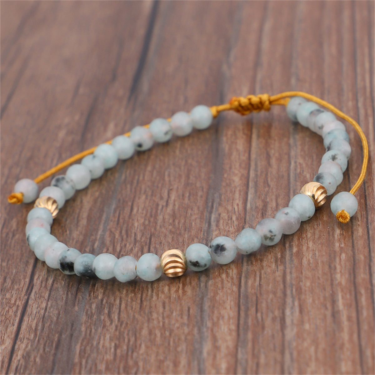 Quartz and 18K Gold-Plated Beaded Adjustable Bracelet, gold bracelet for women, everyday style, front view