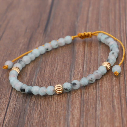 Quartz and 18K Gold-Plated Beaded Adjustable Bracelet, gold bracelet for women, everyday style, front view