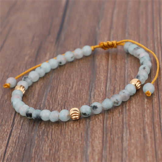 Quartz and 18K Gold-Plated Beaded Adjustable Bracelet, gold bracelet for women, everyday style, front view