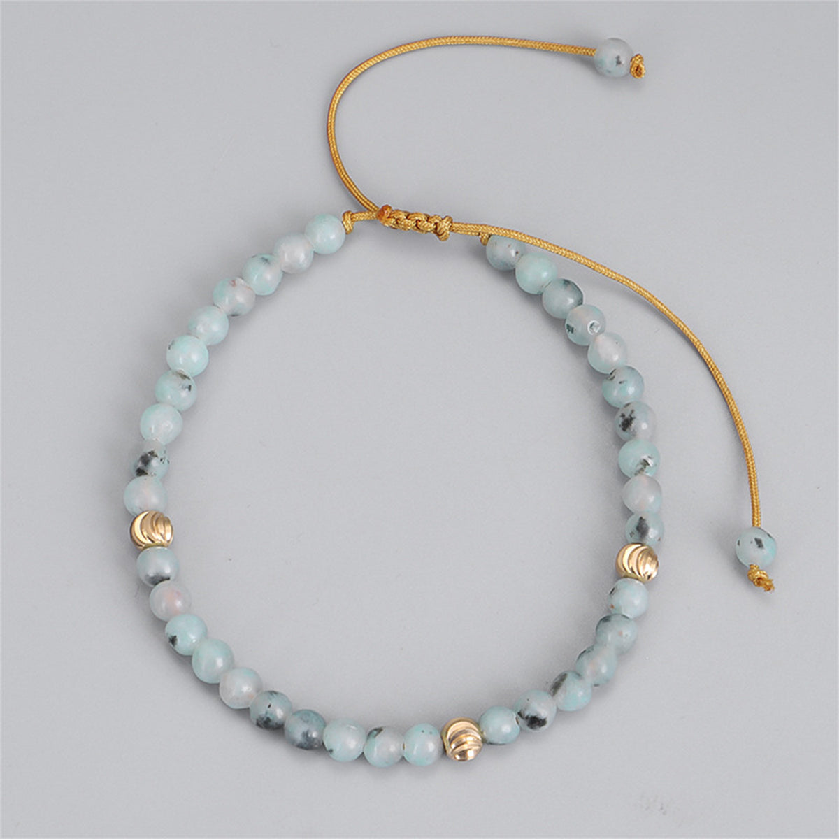 Quartz and 18K Gold-Plated Beaded Adjustable Bracelet, gold bracelet for women, everyday style, side view
