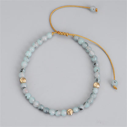 Quartz and 18K Gold-Plated Beaded Adjustable Bracelet, gold bracelet for women, everyday style, side view