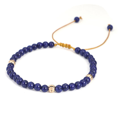Lapis and 18K Gold-Plated Adjustable Bracelet, gold bracelet for women, everyday style, front view
