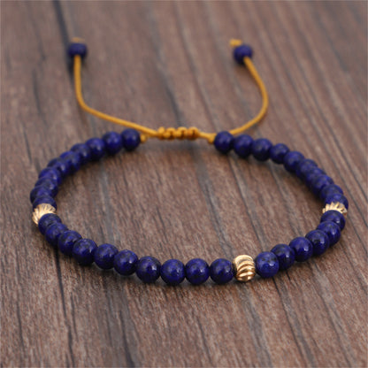 Lapis and 18K Gold-Plated Adjustable Bracelet, gold bracelet for women, everyday style, detail close-up