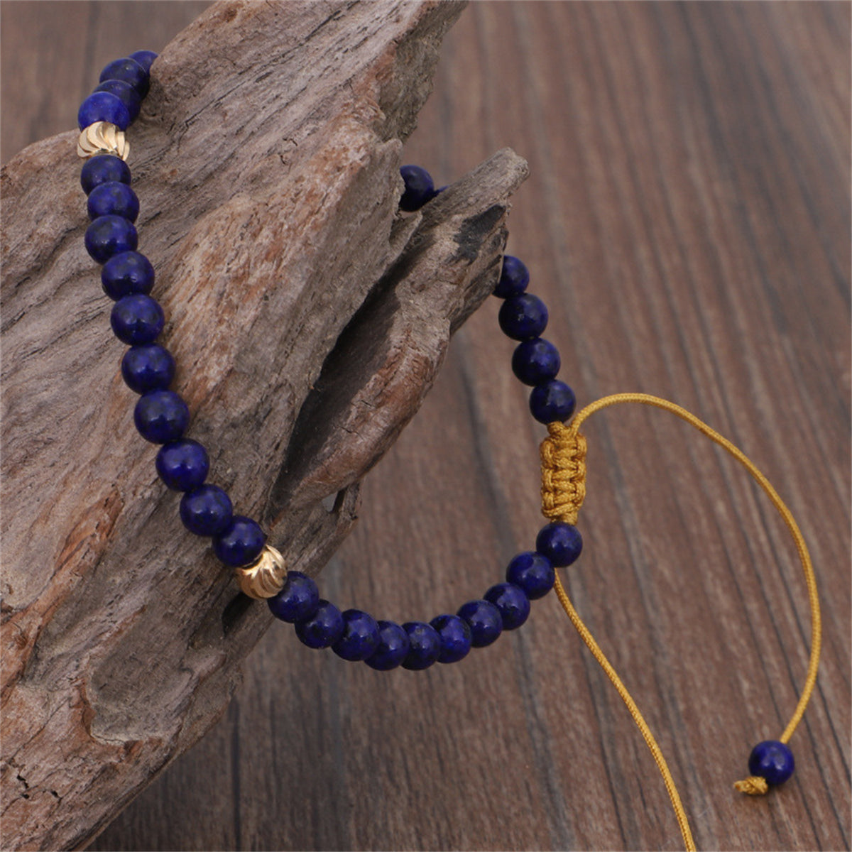 Lapis and 18K Gold-Plated Adjustable Bracelet, gold bracelet for women, everyday style, lifestyle look